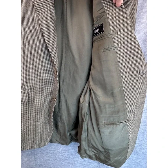 Mens Canali Blazer Silk Wool 42L Italy Jacket Sport Coat Tan Micro Check Texture Suits